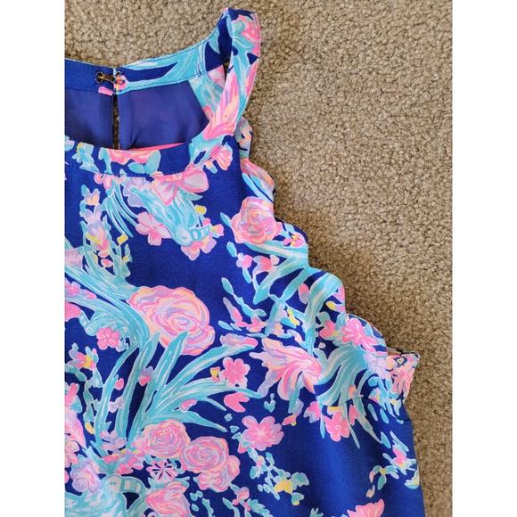 Lilly Pulitzer Tabby Shift Corsica Blue Toucan Party Scallop Halter Dress Size M - Picture 2 of 8